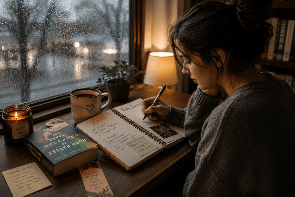 a reader taking notes